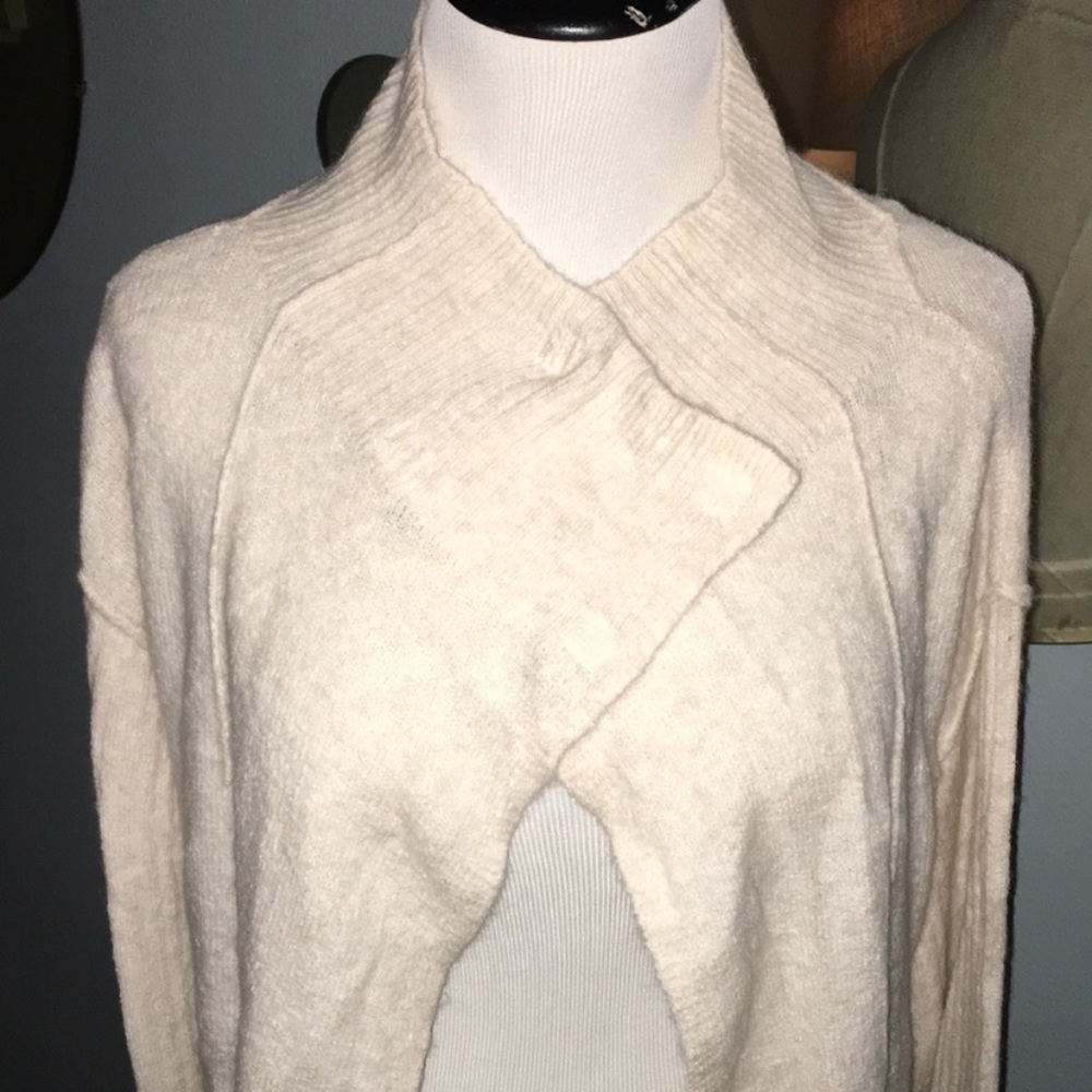 Free People Longsleeve Cream Women's Wrap Snap Sweater Super Soft